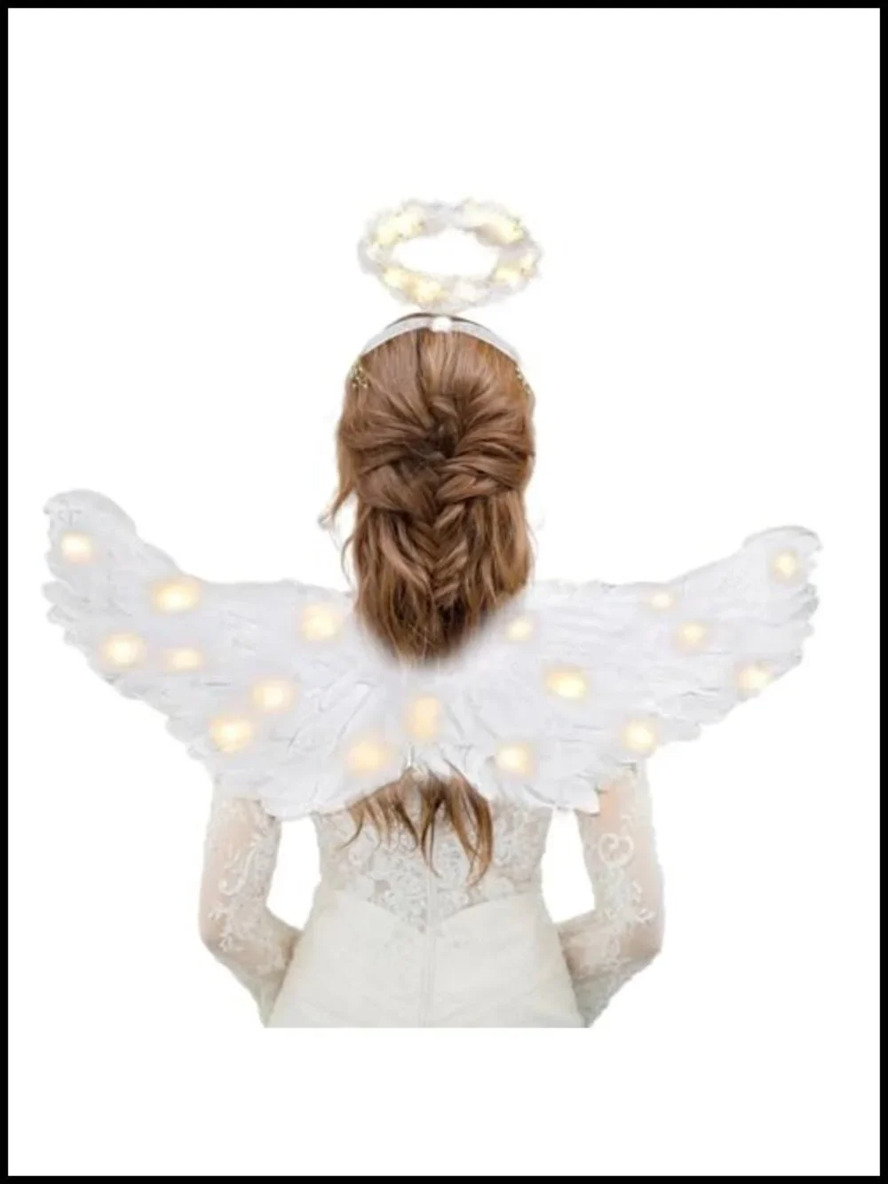 Large Light Up Angel Wings Costume Set with Halo Wand
